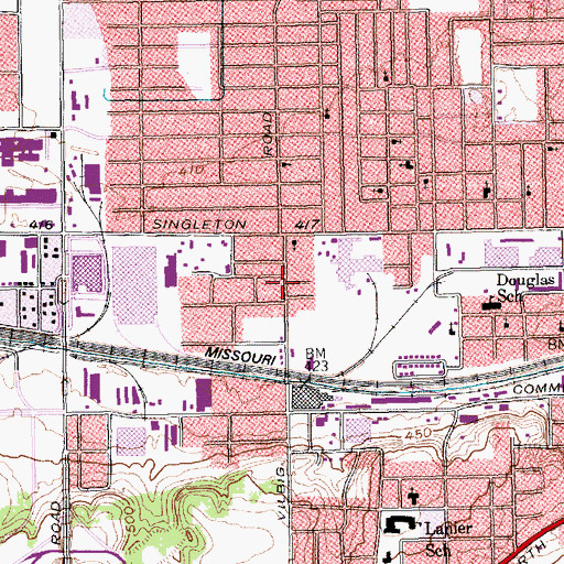 Topographic Map of Saint Mary of Carmel Church, TX