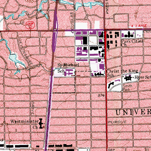 Topographic Map of Saint Michael and All Angels Church, TX
