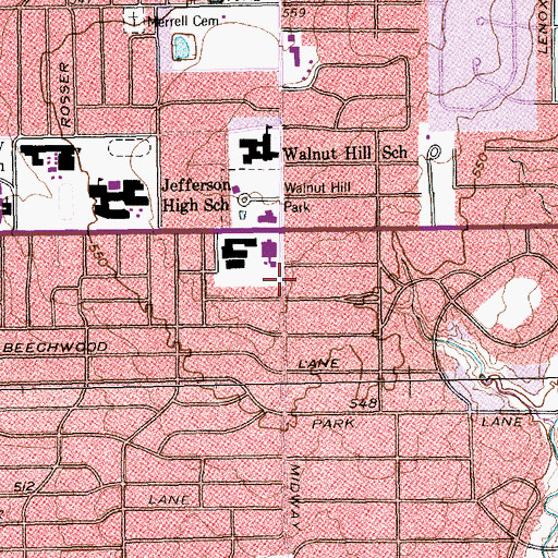 Topographic Map of Saint Monica Catholic Church, TX