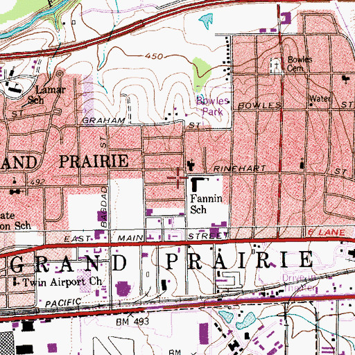 Topographic Map of Burbank Gardens Church of Christ, TX
