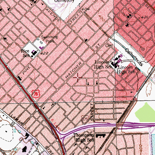 Topographic Map of Church of Christ, TX