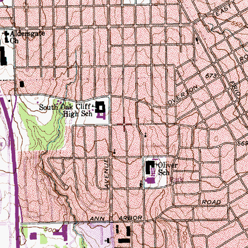 Topographic Map of Sunrise Baptist Church, TX