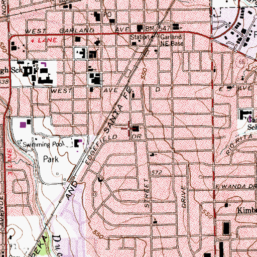 Topographic Map of Temple Baptist Church, TX