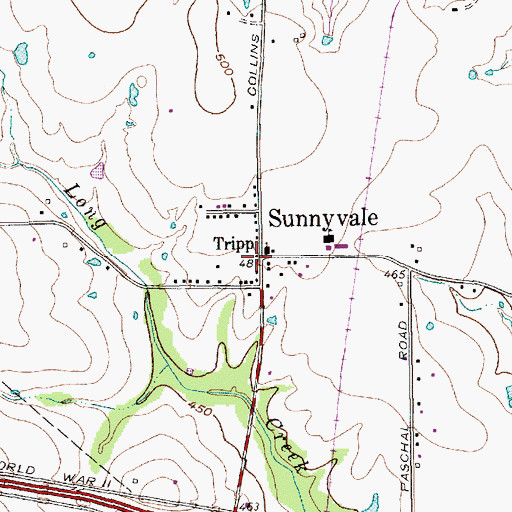 Topographic Map of Tripp Baptist Church, TX