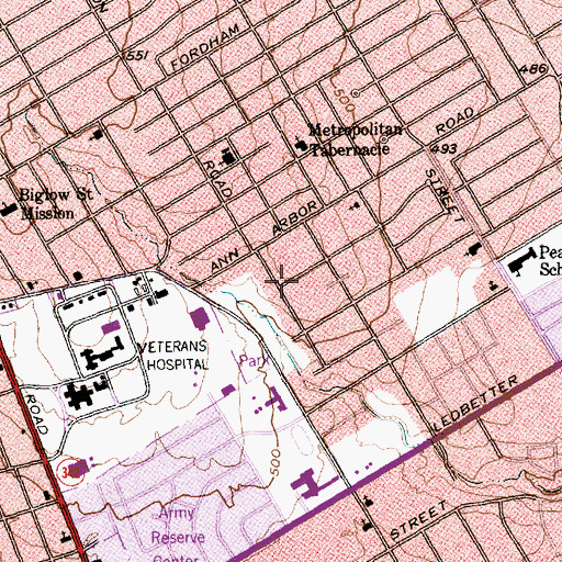 Topographic Map of True Believers Baptist Church, TX