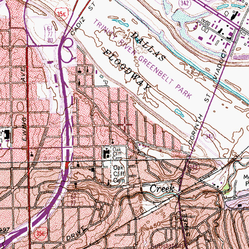 Topographic Map of True Purpose Missionary Baptist Church, TX