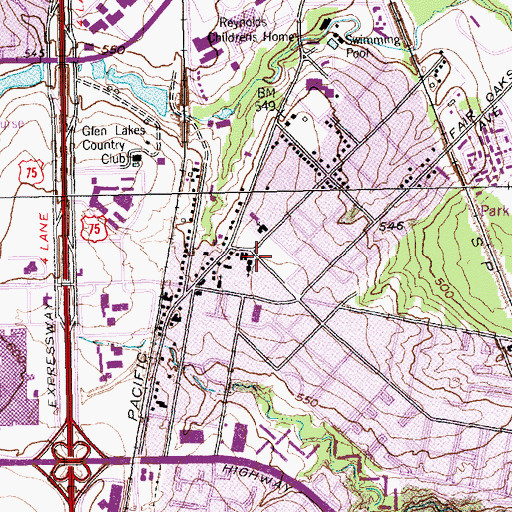 Topographic Map of Vickery Baptist Church, TX