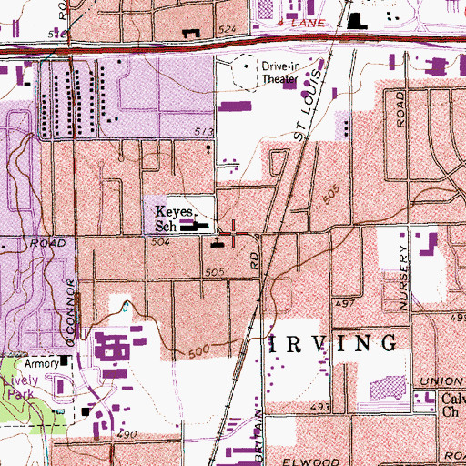 Topographic Map of Village Baptist Church, TX