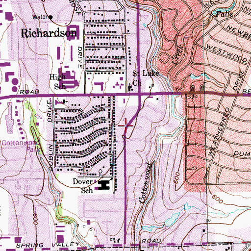 Topographic Map of Waterview Missionary Baptist Church, TX