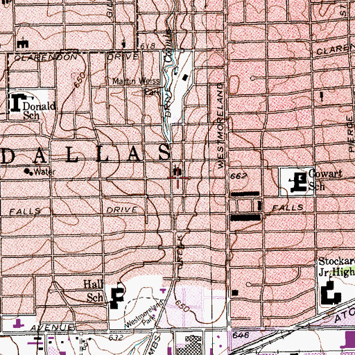 Topographic Map of Westmoreland Heights Baptist Church, TX