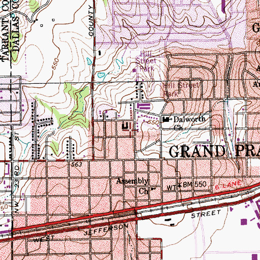 Topographic Map of Westridge Baptist Church, TX