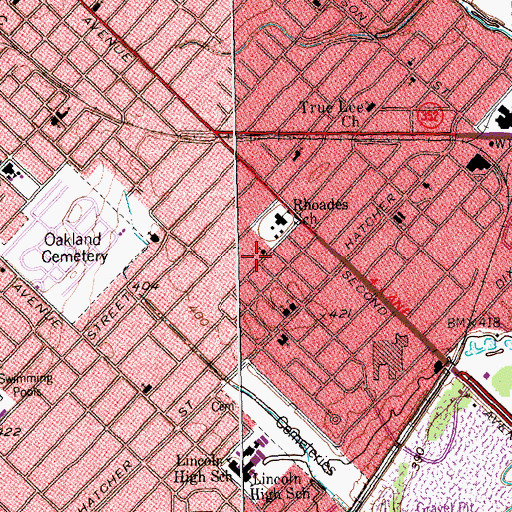 Topographic Map of Zion Chapel Primitive Baptist Church, TX