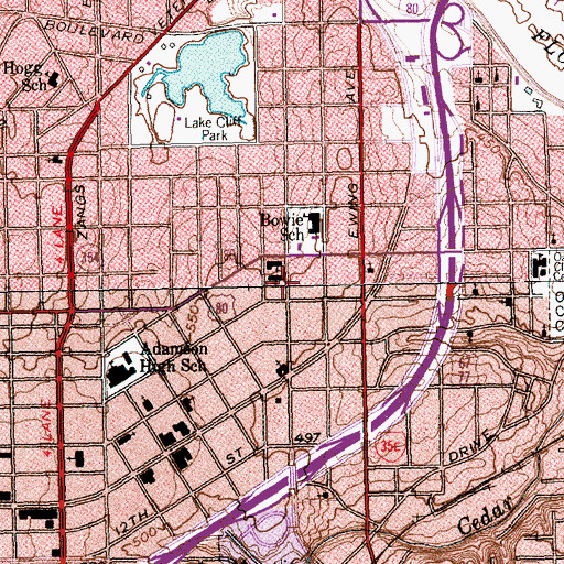 Topographic Map of Blessed Sacrament Church, TX