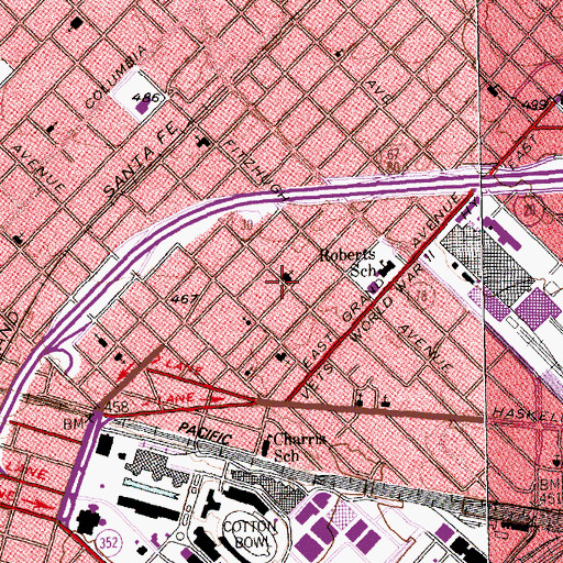 Topographic Map of Roes Chapel Missionary Baptist Church, TX