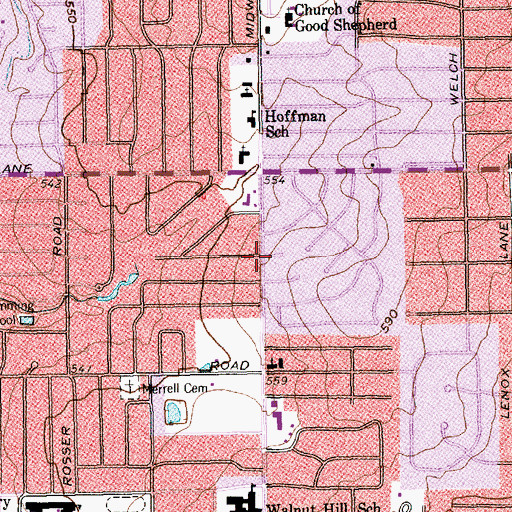 Topographic Map of Royal Oaks Baptist Church, TX