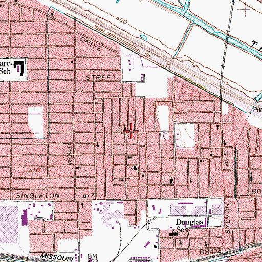 Topographic Map of Rusher Chapel Missionary Baptist Church, TX