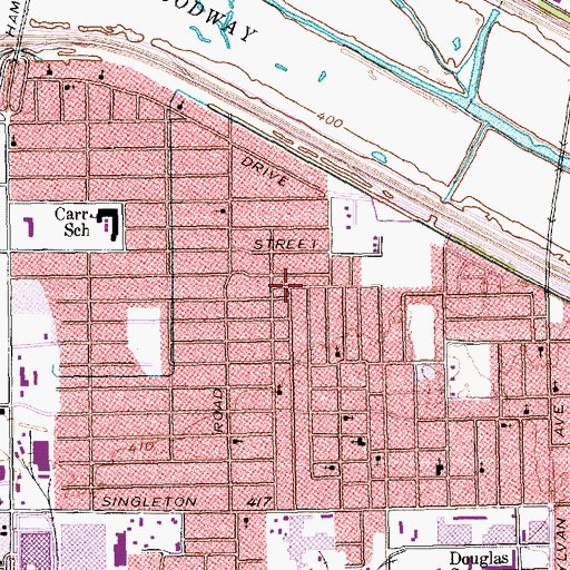 Topographic Map of Saint John Baptist Church, TX