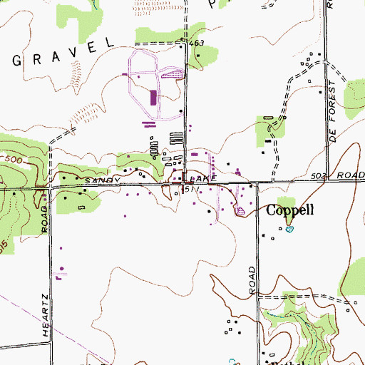 Topographic Map of Sandy Lake Road Baptist Church, TX