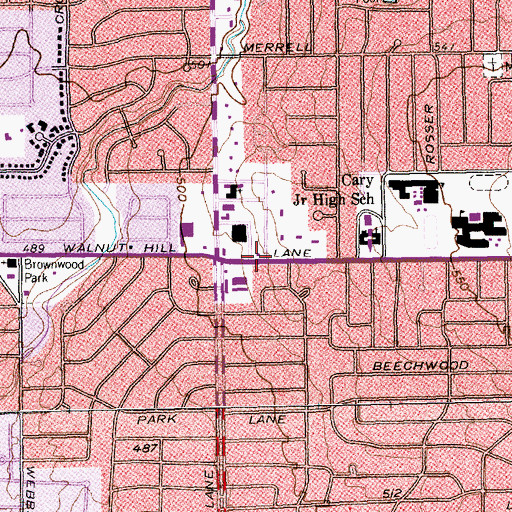 Topographic Map of Primera Iglesia Bautista Walnut Hill Church, TX