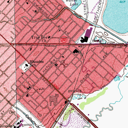 Topographic Map of Prince of Peace Missionary Baptist Church, TX