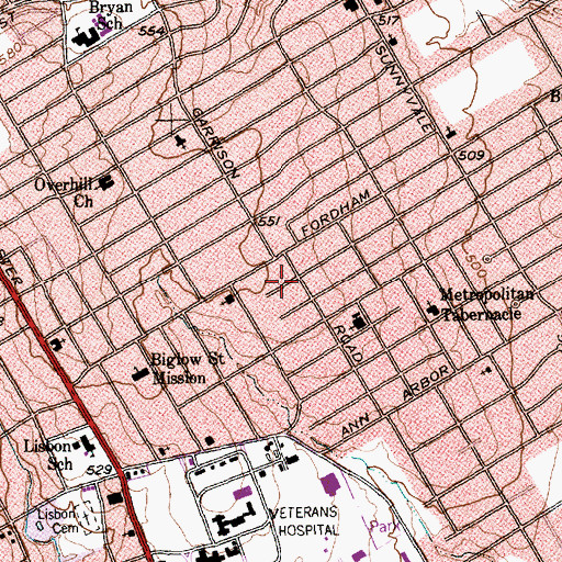 Topographic Map of Pure Faith Baptist Church, TX