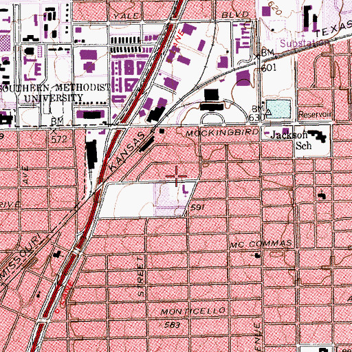 Topographic Map of Ridgecrest Baptist Church, TX