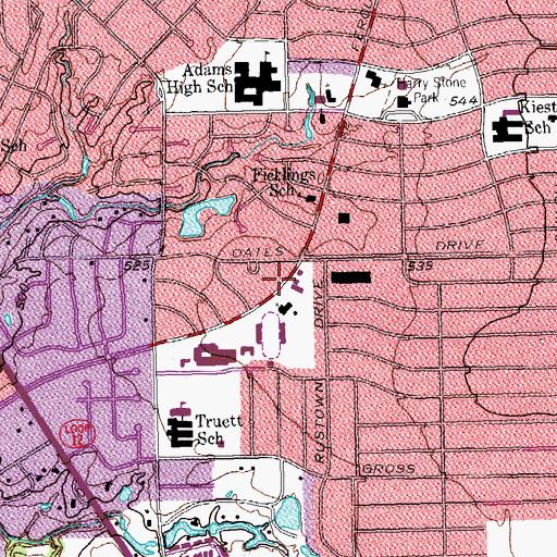 Topographic Map of Second Baptist Church, TX