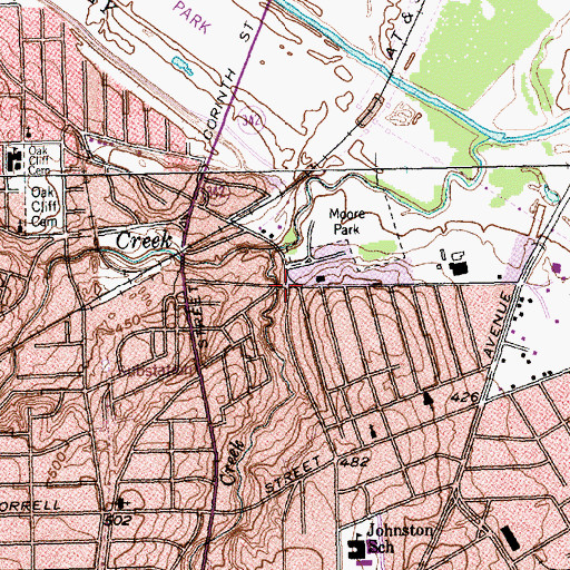 Topographic Map of Skyline Heights Baptist Church, TX