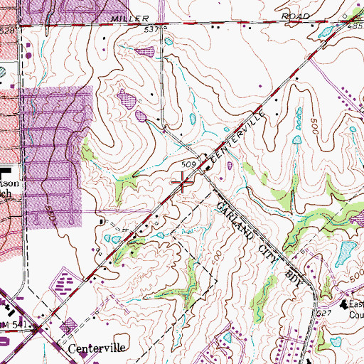 Topographic Map of South Garland Baptist Church, TX