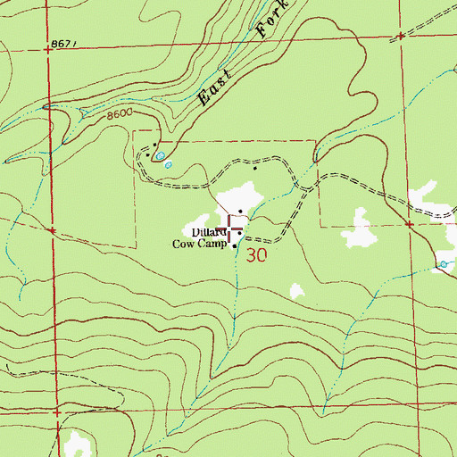 Topographic Map of Dillard Cow Camp, CO