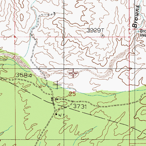 Topographic Map of Browns Wash, AZ