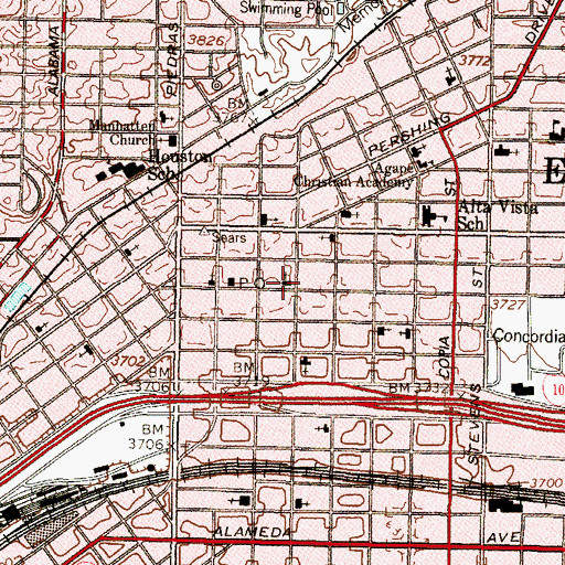 Topographic Map of El Divino Redentor United Methodist Church, TX
