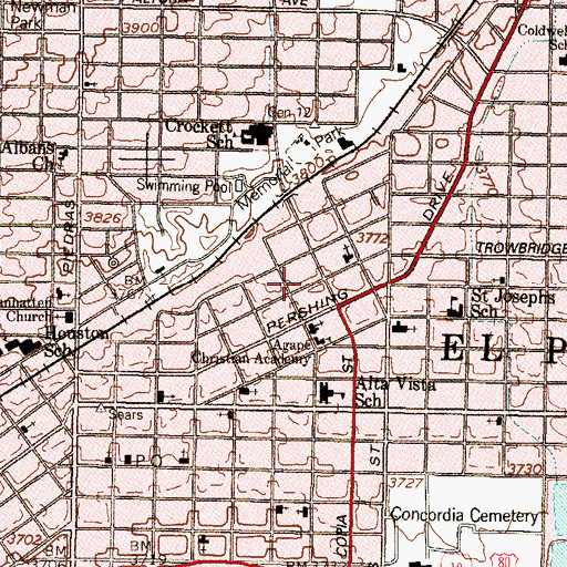 Topographic Map of The Church of Jesus Christ of Latter Day Saints - El Paso, TX