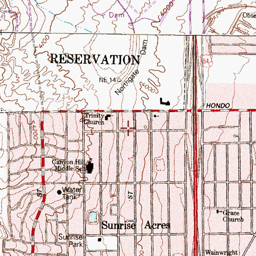 Topographic Map of El Paso Korean Presbyterian Church, TX