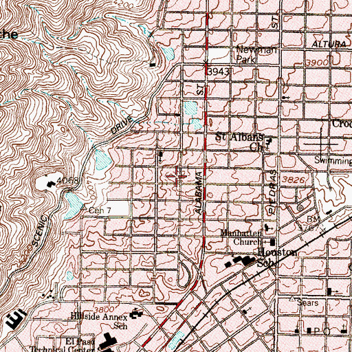 Topographic Map of First Church of the Nazarene, TX