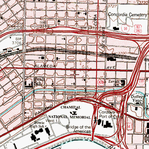 Topographic Map of Iglesia del Nazareno Church, TX