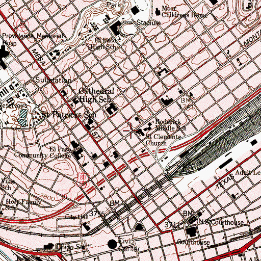 Topographic Map of Saint Clements Episcopal Church, TX