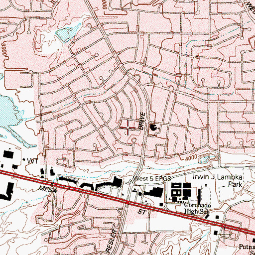 Topographic Map of University Presbyterian Church, TX
