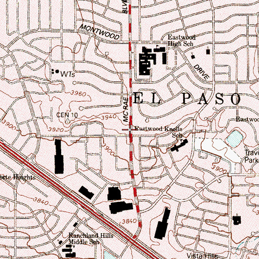 Topographic Map of Central Seventh Day Adventist Church, TX