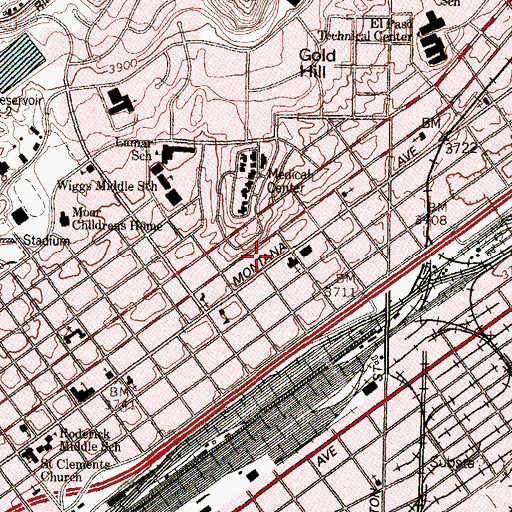 Topographic Map of Montana Spanish Seventh Day Adventists Church, TX