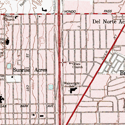 Topographic Map of Grace Church, TX
