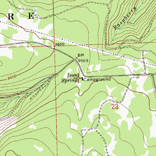Topographic Map of Iron Spring Campground, CO