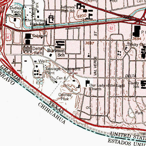 Topographic Map of Our Lady of the Light Church, TX
