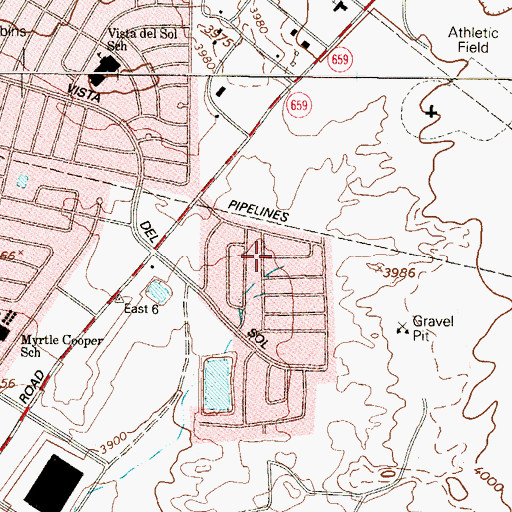 Topographic Map of Saint Frances Cabrini Catholic Church, TX