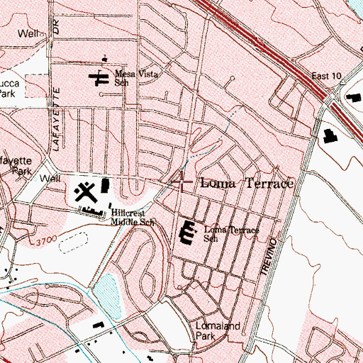 Topographic Map of Loma Terrace Baptist Church, TX