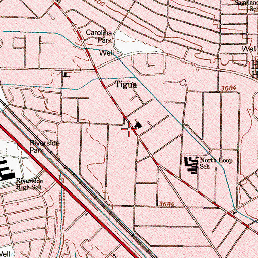 Topographic Map of Tigua Baptist Church, TX