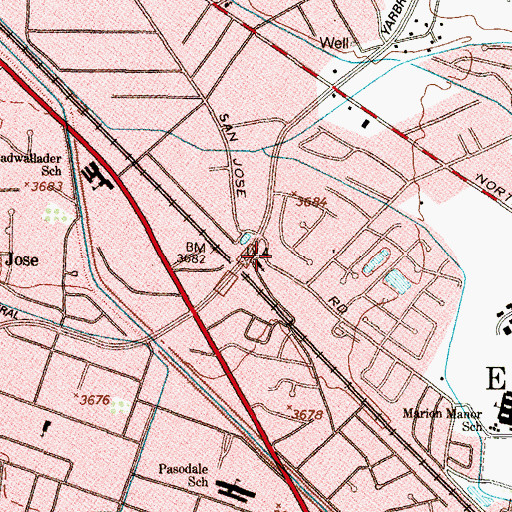 Topographic Map of San Jose Catholic Church, TX