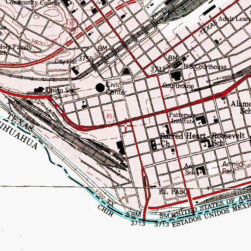 Topographic Map of Church of Christ Anthony, TX