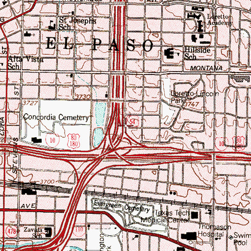 Topographic Map of Bethel Church of God in Christ, TX