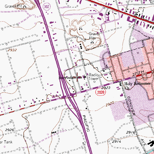 Topographic Map of Harrisdale Church, TX
